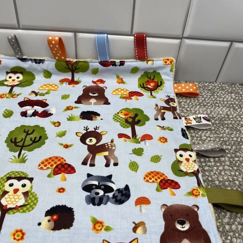 Taggie Blanket Lovey Woodland Animals‎ Fox ABC Baby Teething Blanket Textured